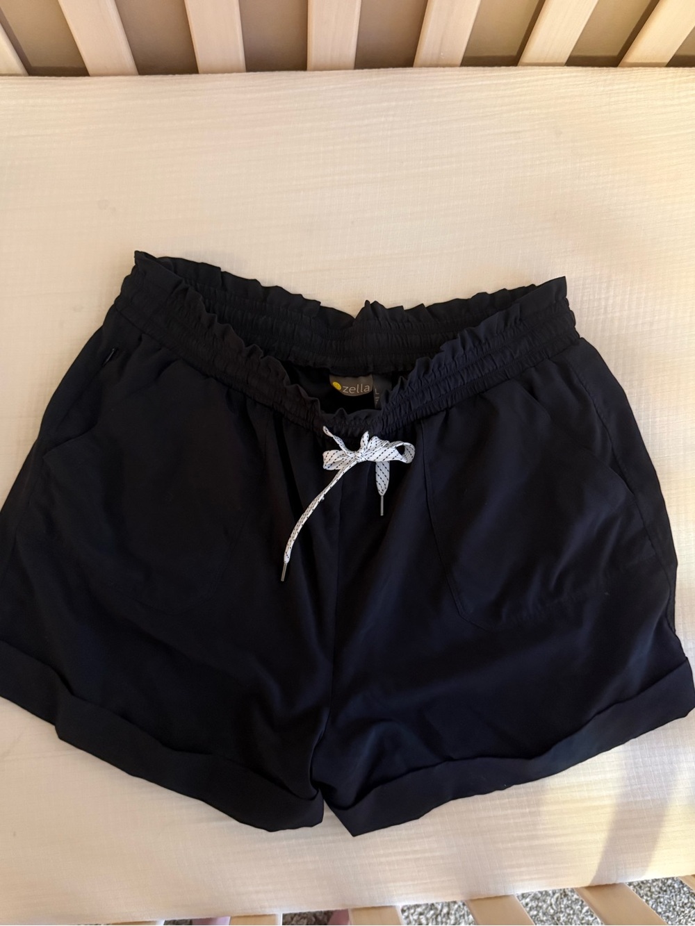 Zella Black Athletic Drawstring Shorts- Women L- NWOT - lightweight summer short
